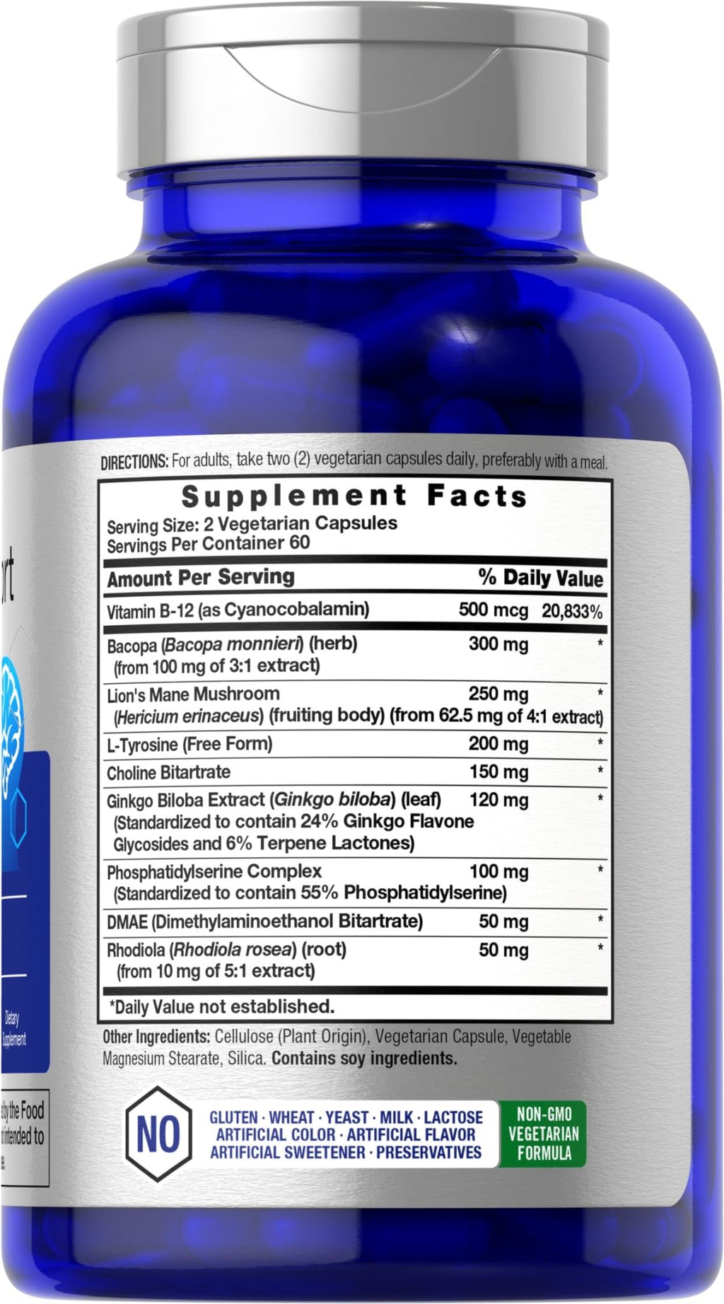 Horbäach Brain Supplement | 120 Capsules | with Phosphatidylserine & DMAE | Advanced Formula for Memory, Focus, Clarity | Vegetarian & Gluten Free | Neuro Support - TrustMedUSA
