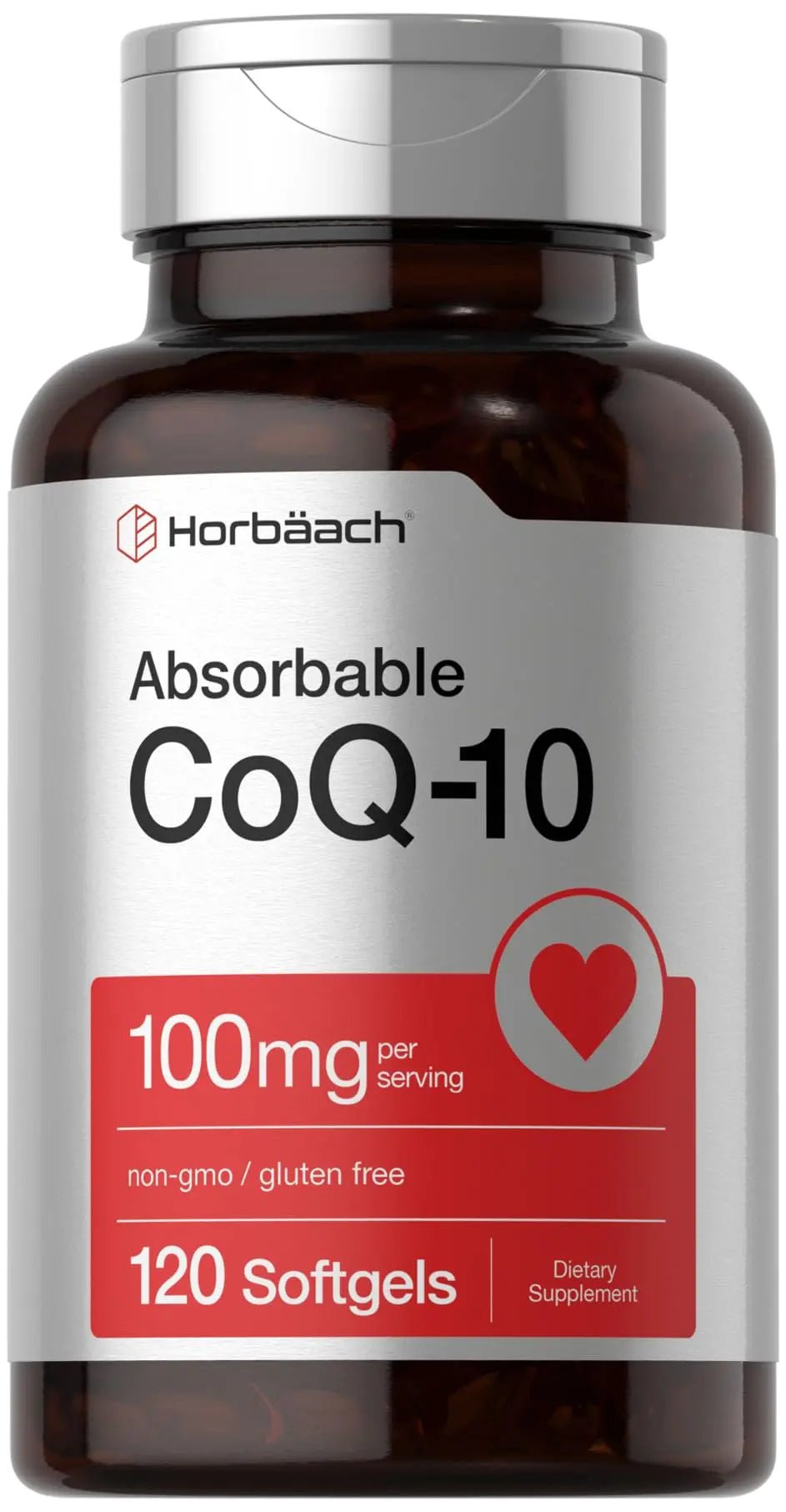 Horbäach CoQ10 100mg Softgels | 120 Count | Non-GMO and Gluten Free Supplement - TrustMedUSA