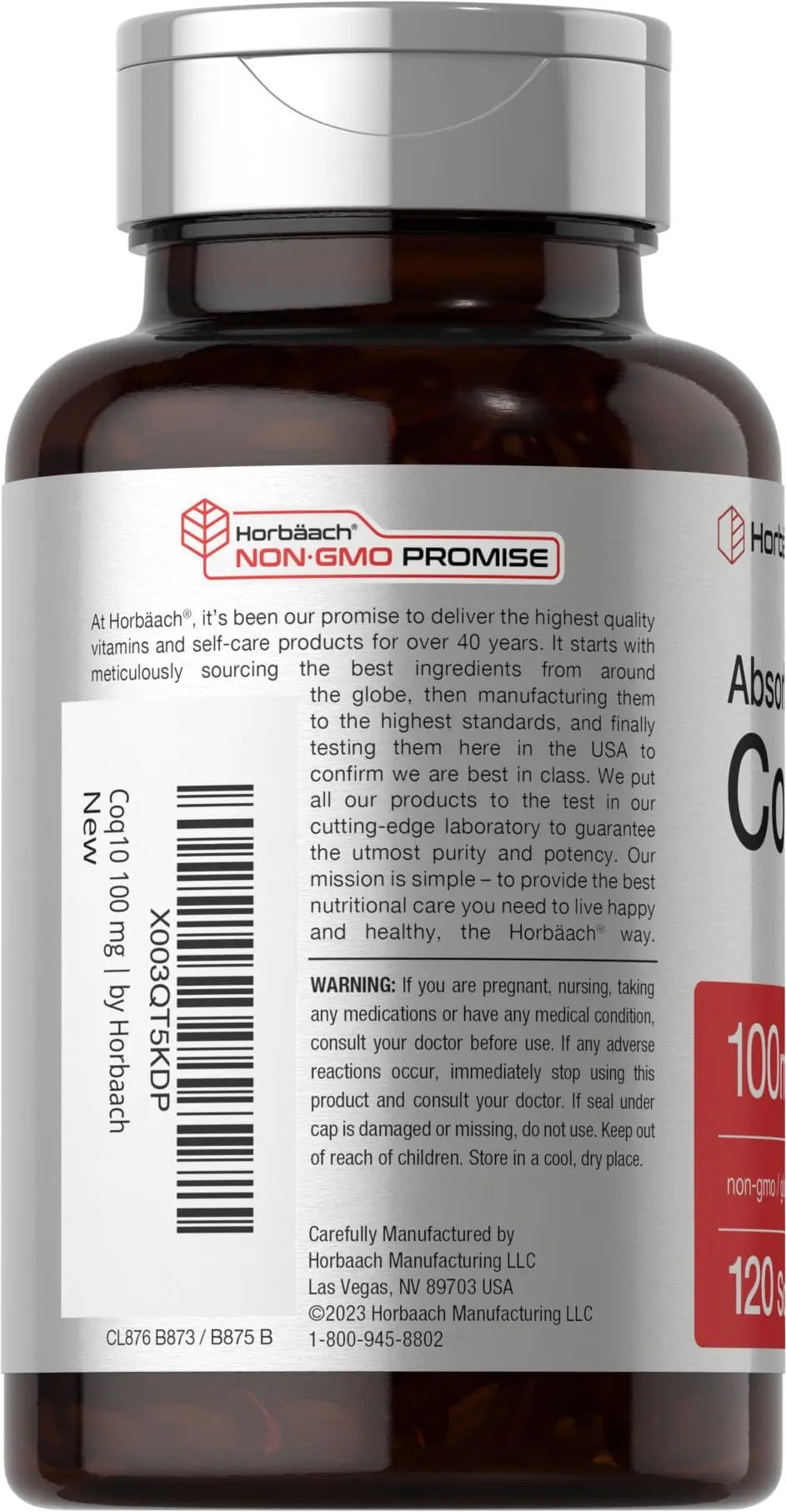 Horbäach CoQ10 100mg Softgels | 120 Count | Non-GMO and Gluten Free Supplement - TrustMedUSA
