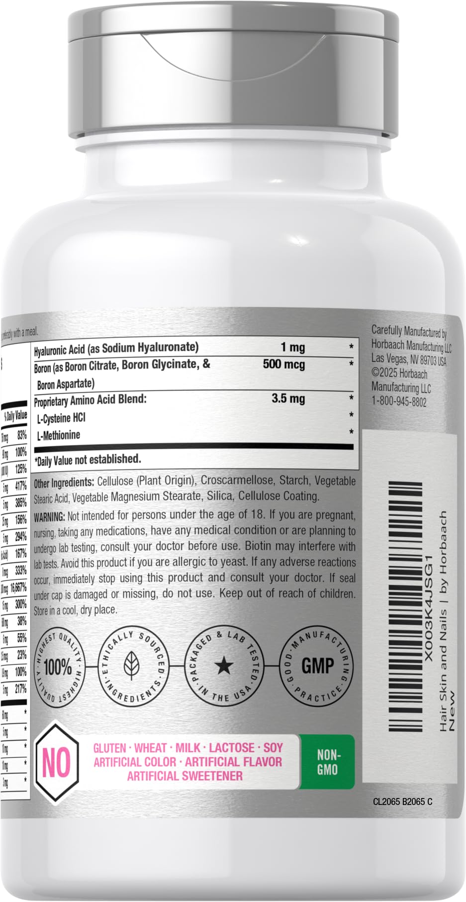 Horbäach Hair Skin and Nails Vitamins | 150 Caplets | with Biotin and Collagen | Supplement for Women and Men | Non-GMO, Gluten Free - Maple Wellness Supplements