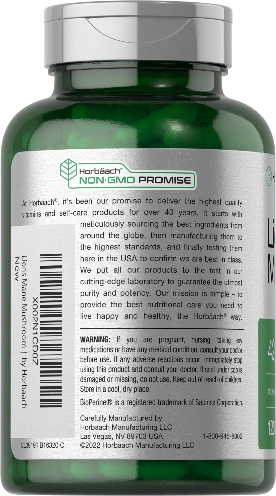 Horbäach Lions Mane Mushroom Extract | 4200mg | 120 Capsules | Vegetarian - TrustMedUSA