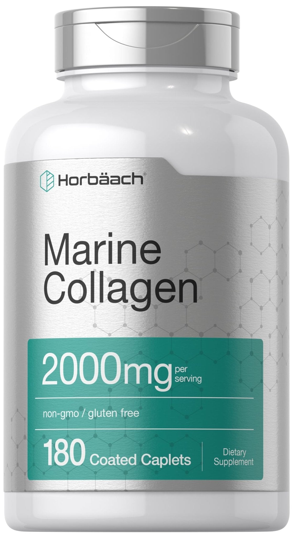 Horbäach Marine Collagen Peptides 2000mg | 180 Caplet Capsules | Type 1 with Calcium | Non-GMO, Gluten Free Supplement - Maple Wellness Supplements
