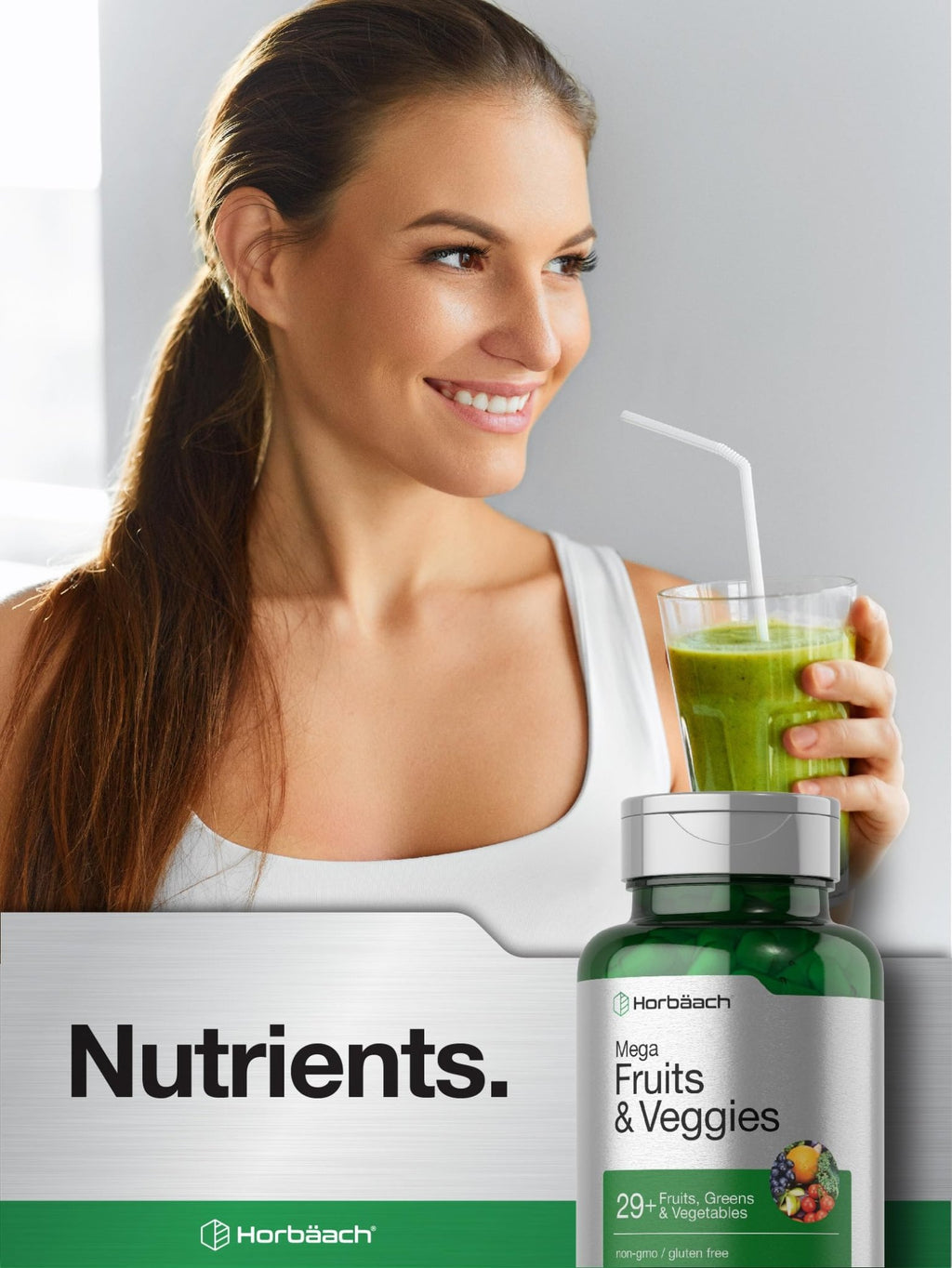 Horbäach Mega Fruits and Veggies Supplement | 100 Capsules | Vegetarian, Non-GMO and Gluten Free - TrustMedUSA