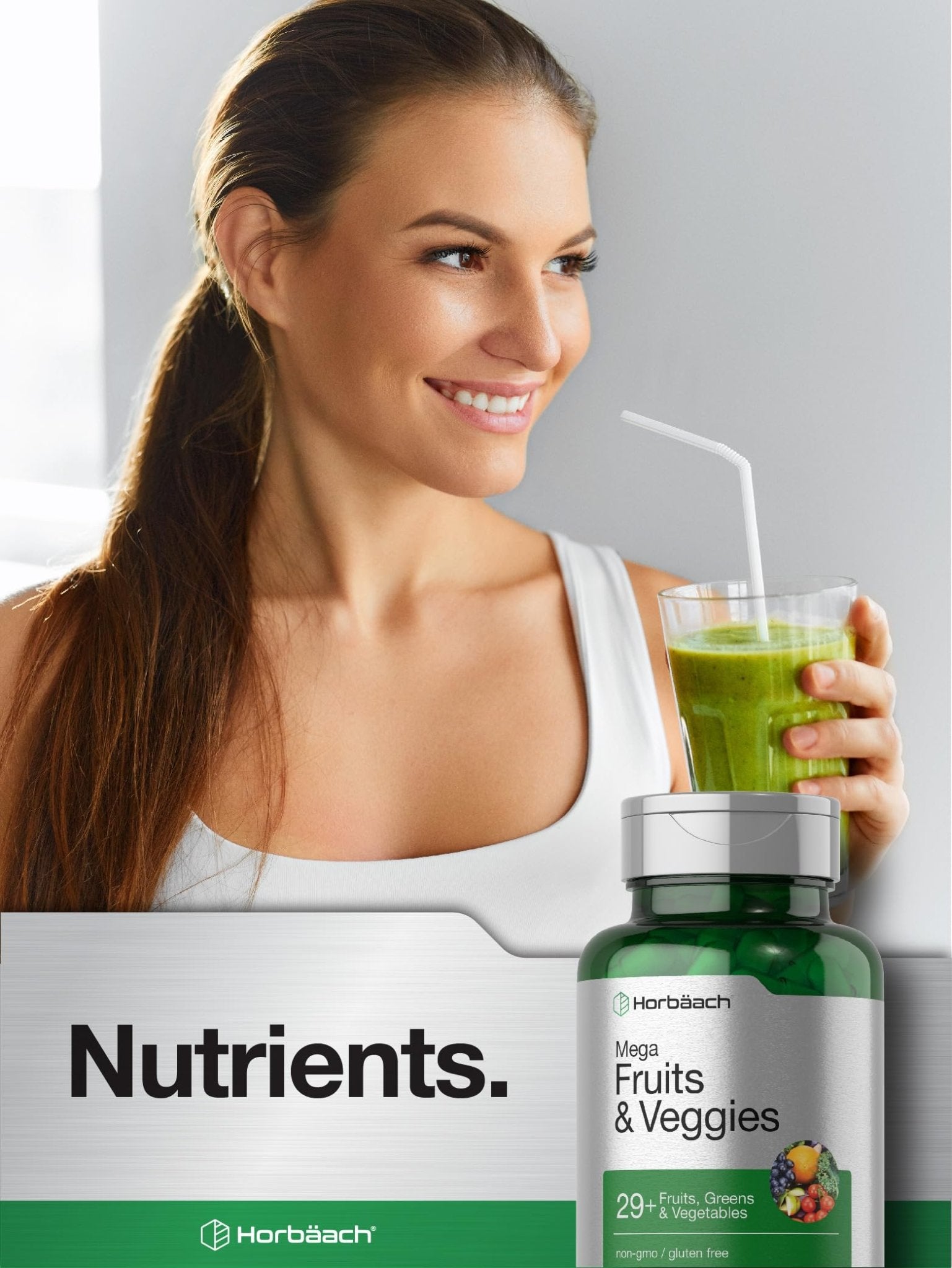 Horbäach Mega Fruits and Veggies Supplement | 100 Capsules | Vegetarian, Non-GMO and Gluten Free - TrustMedUSA