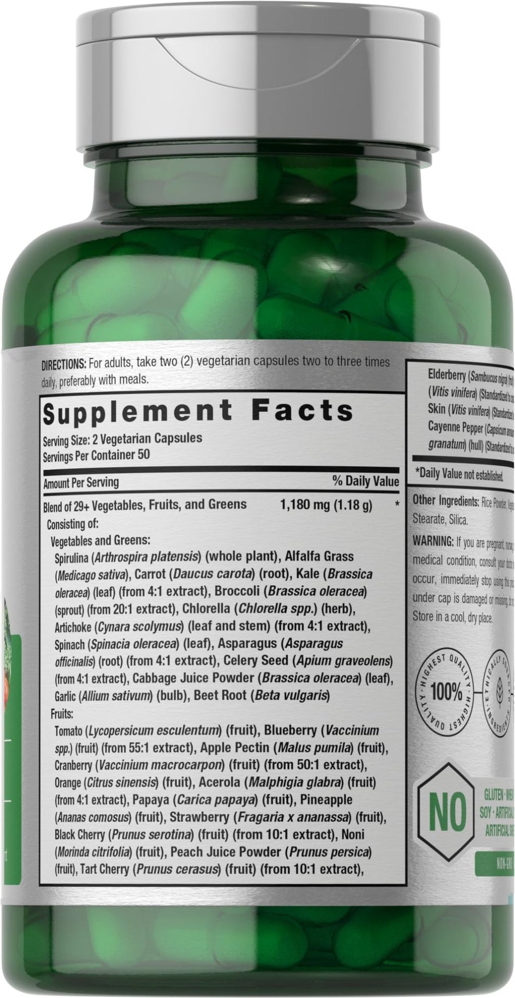 Horbäach Mega Fruits and Veggies Supplement | 100 Capsules | Vegetarian, Non-GMO and Gluten Free - TrustMedUSA