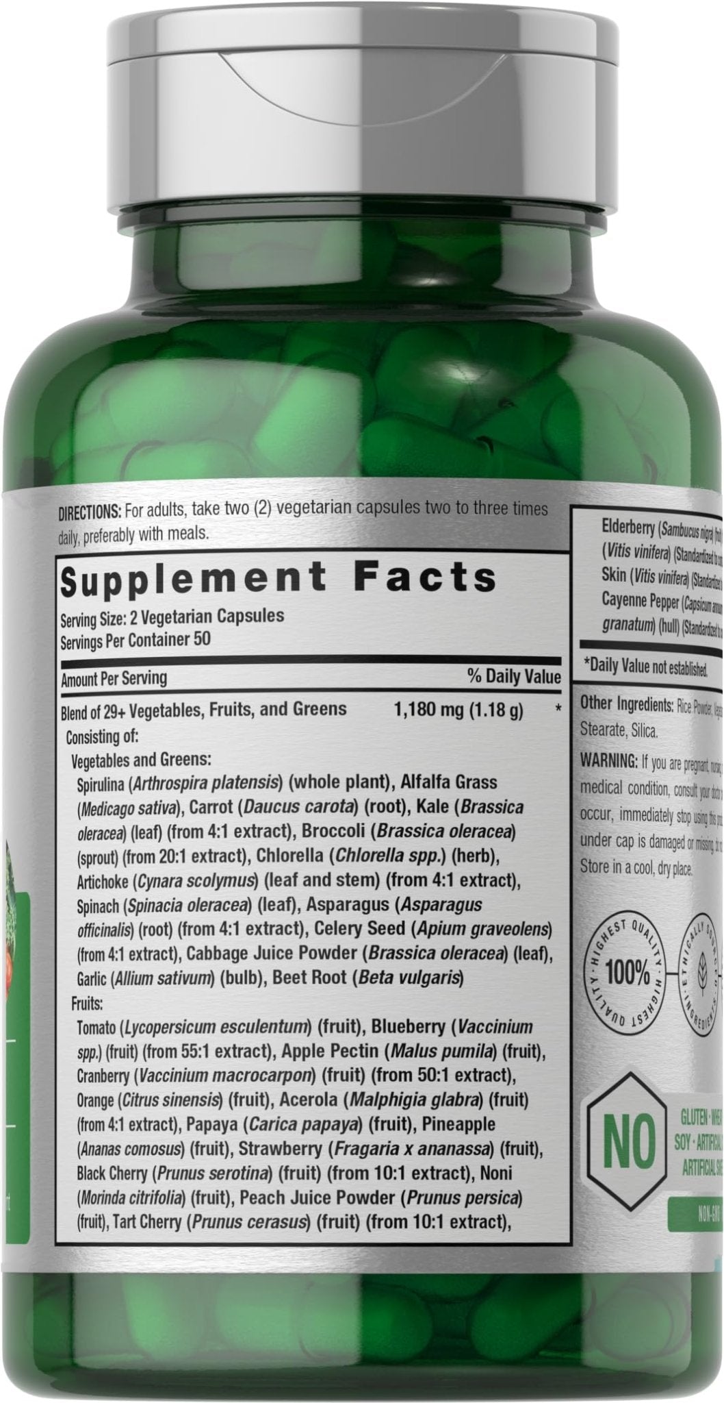 Horbäach Mega Fruits and Veggies Supplement | 100 Capsules | Vegetarian, Non-GMO and Gluten Free - TrustMedUSA