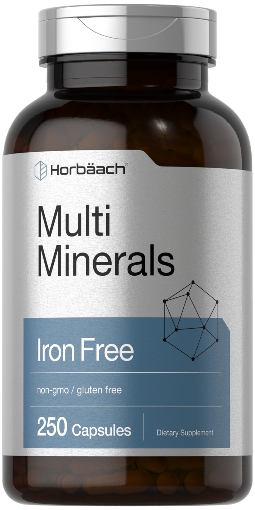 Horbäach Multi Minerals Supplement | 250 Capsules | Iron Free | Daily Mineral Complex for Men and Women | Non-GMO & Gluten Free - TrustMedUSA