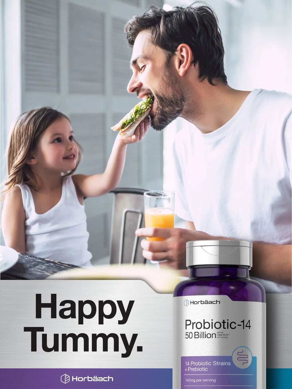 Horbäach Probiotics with Prebiotics | 60 Capsules | 50 Billion Active Organisms | Non-GMO - TrustMedUSA