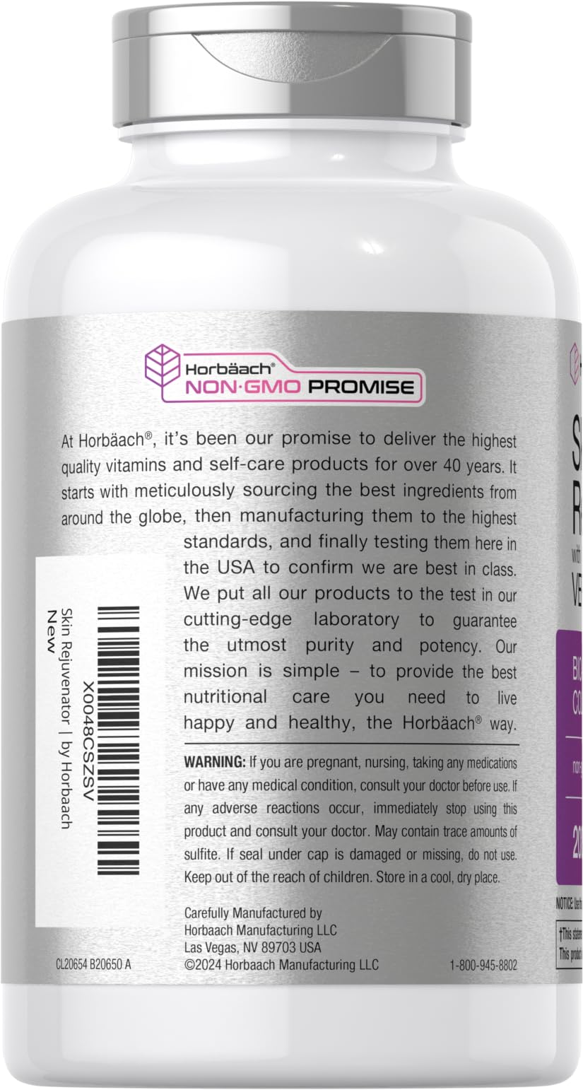 Horbäach Skin Rejuvenator with Verisol | Bioactive Collagen Peptides | 200 Caplets | Non-GMO, Gluten Free Supplement - Maple Wellness Supplements