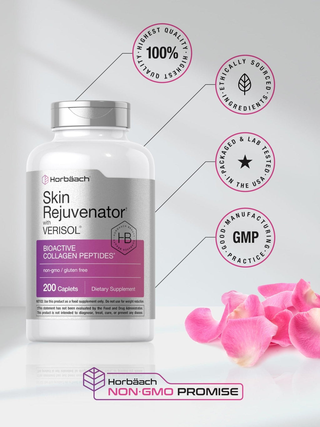 Horbäach Skin Rejuvenator with Verisol | Bioactive Collagen Peptides | 200 Caplets | Non-GMO, Gluten Free Supplement - Maple Wellness Supplements