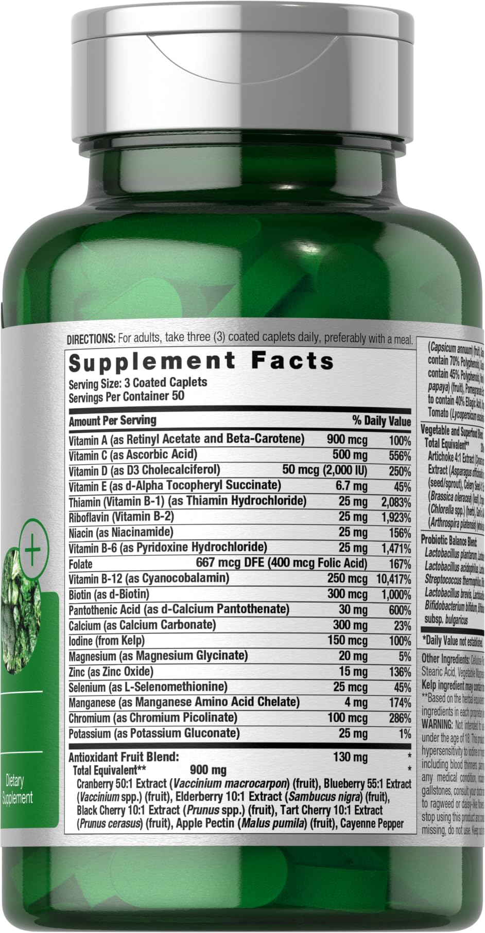 Horbäach Super Greens Supplement with Probiotics | 150 Caplets | Non-GMO, and Gluten Free - TrustMedUSA