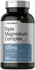 Horbäach Triple Magnesium Complex | 420 mg | 250 Capsules | Non-GMO and Gluten Free Formula | Magnesium Oxide, Citrate, and Aspartate Dietary Supplement - TrustMedUSA