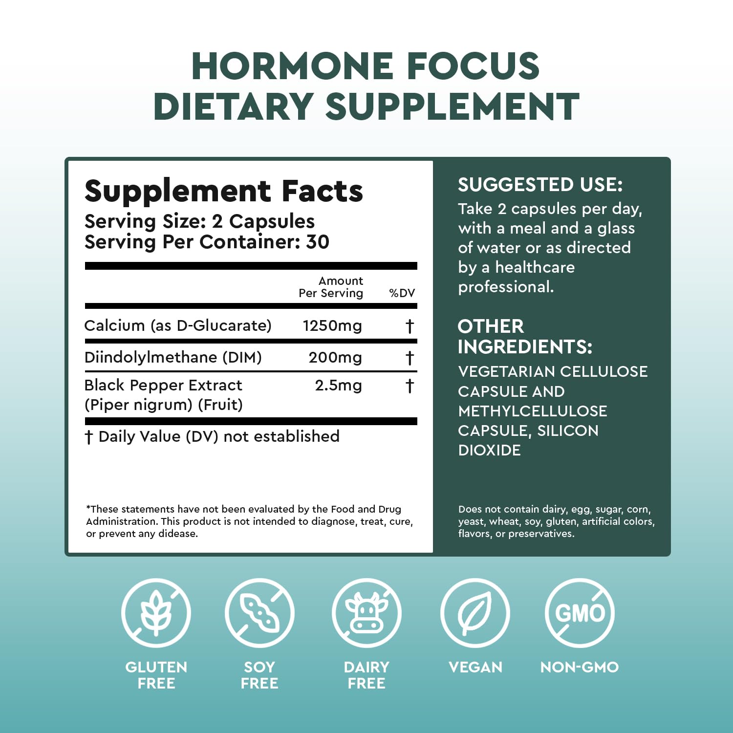 Hormone Focus – Estrogen Balance for Women - DIM Supplement with Diindolylmethane, Calcium D-Glucarate & BioPerine – Supports Hormonal Health, Mood, Energy, Mental Clarity, Clear Skin & Weight - TrustMedUSA