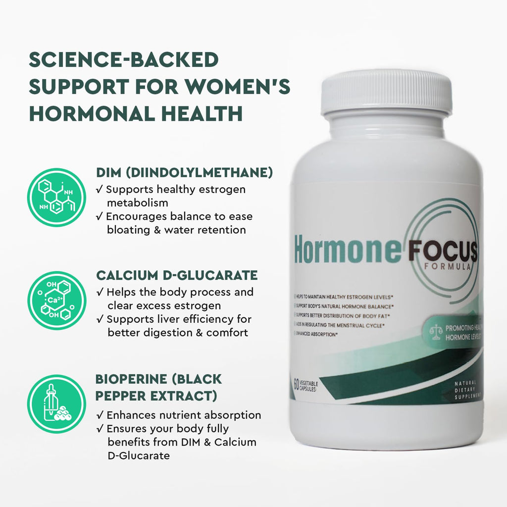 Hormone Focus – Estrogen Balance for Women - DIM Supplement with Diindolylmethane, Calcium D-Glucarate & BioPerine – Supports Hormonal Health, Mood, Energy, Mental Clarity, Clear Skin & Weight - TrustMedUSA