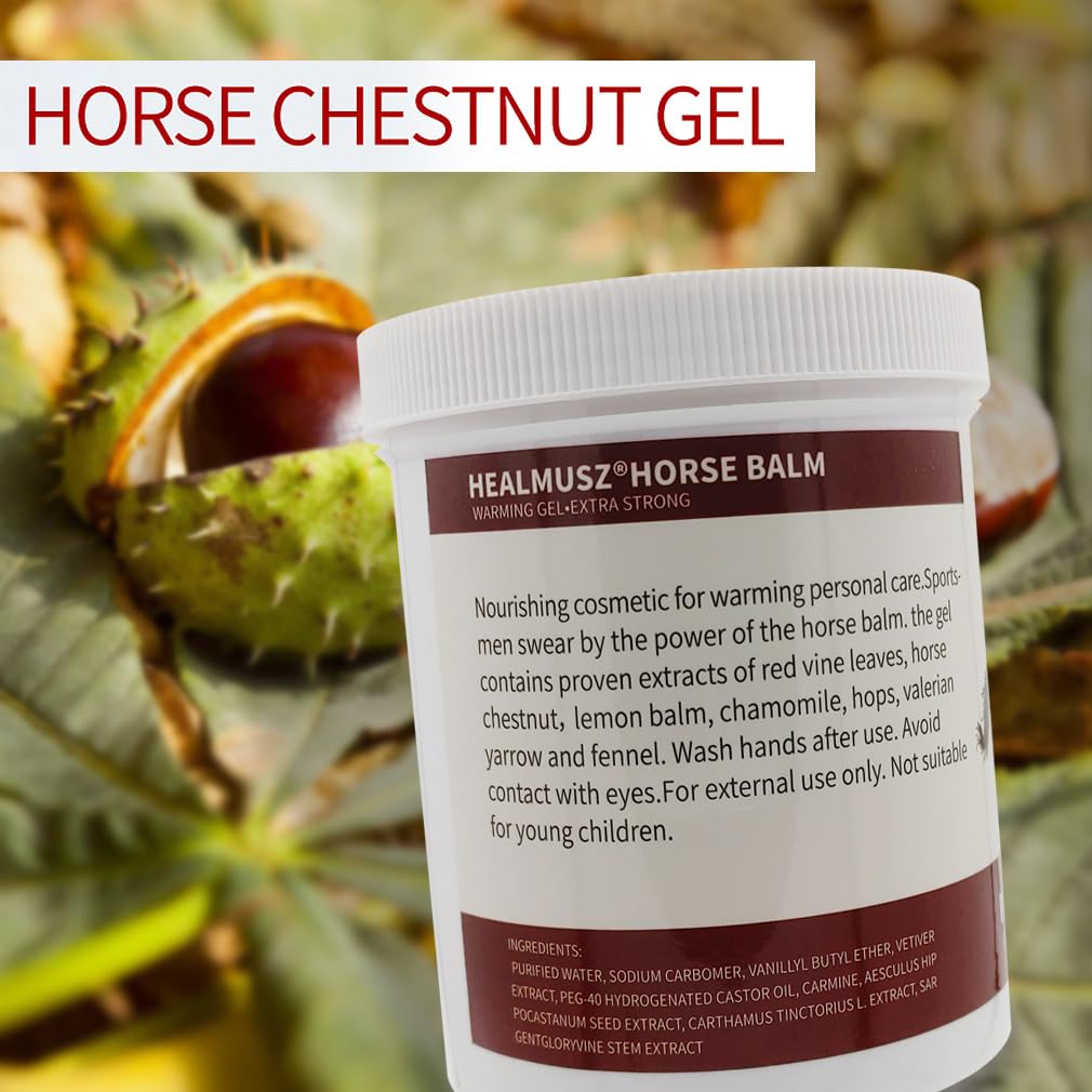 Horse Chestnut Cream Extra Strength Warming Massage Gel 16.9 Fl Oz (500mL) - Pferdebalsam for Varicose Veins, Muscle, Neck & Joint Discomfort, Bruises and Numbness - TrustMedUSA