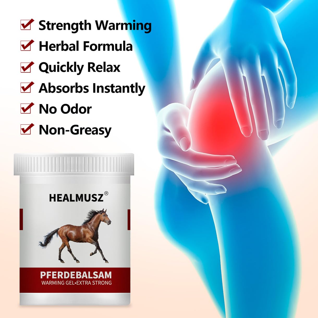 Horse Chestnut Cream Extra Strength Warming Massage Gel 16.9 Fl Oz (500mL) - Pferdebalsam for Varicose Veins, Muscle, Neck & Joint Discomfort, Bruises and Numbness - TrustMedUSA