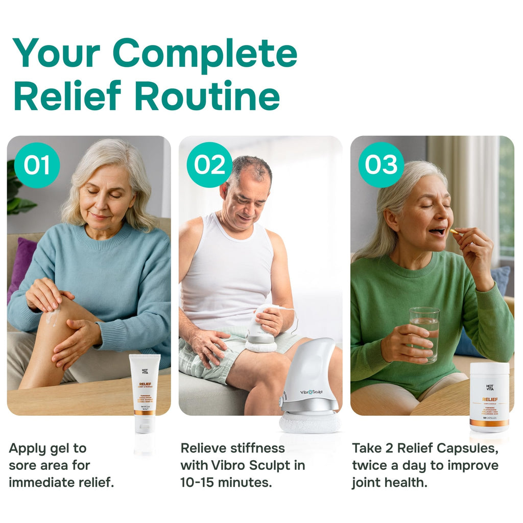 Hot Vita Relief Gel - Plant-Based Cooling Gel with Arnica, Turmeric & Eucalyptus - Soothing Formula for Muscle Fatigue, Tired Legs - TrustMedUSA