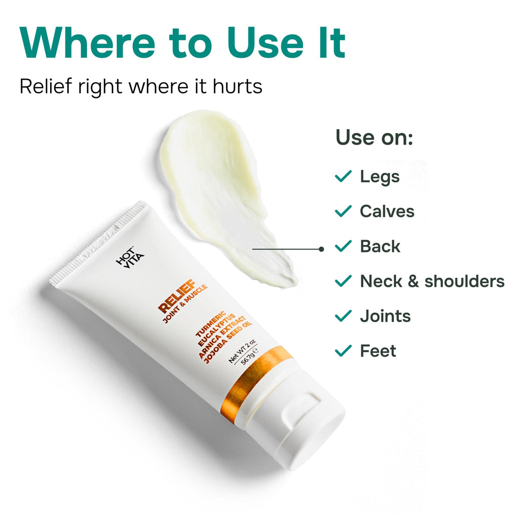 Hot Vita Relief Gel - Plant-Based Cooling Gel with Arnica, Turmeric & Eucalyptus - Soothing Formula for Muscle Fatigue, Tired Legs - TrustMedUSA