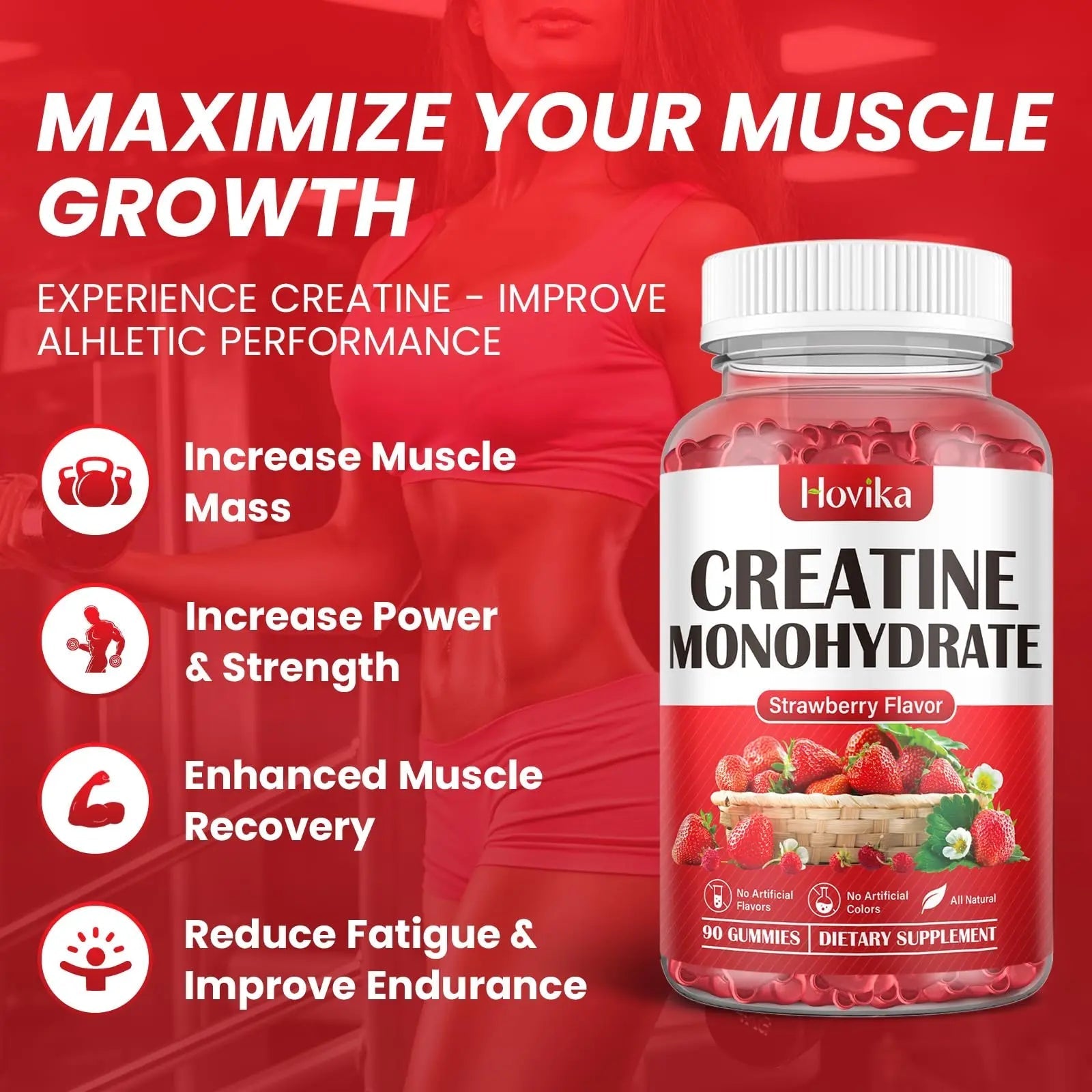 Hovika Creatine Monohydrate Gummies for Men & Women, Chewable 3g Creatine Monohy - TrustMedUSA