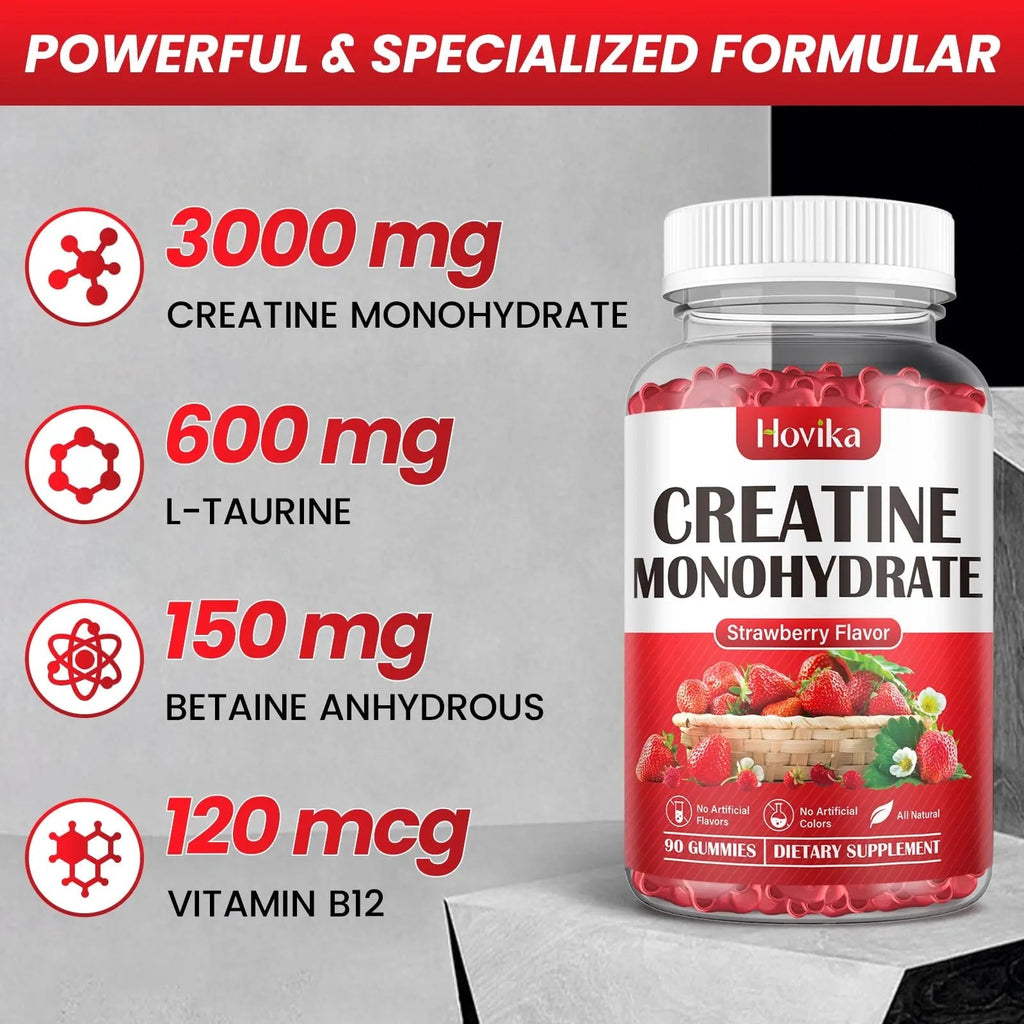 Hovika Creatine Monohydrate Gummies for Men & Women, Chewable 3g Creatine Monohy - TrustMedUSA