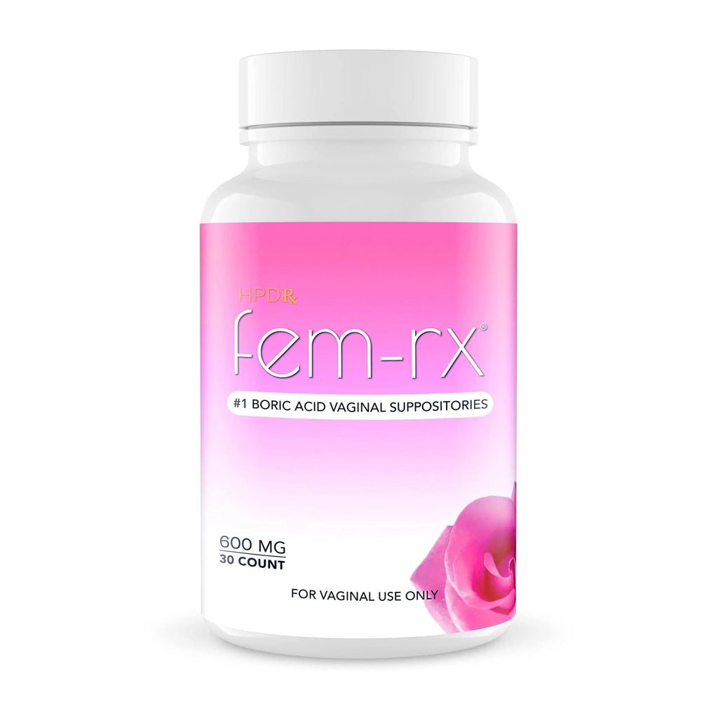 HPD Rx Fem-Rx Boric Acid Vaginal Suppositories for Women – Help Balance Vaginal pH, Eliminate Vaginal Odor – Dr Formulated Feminine Health Support – 30 Capsules Pack of 1 - TrustMedUSA