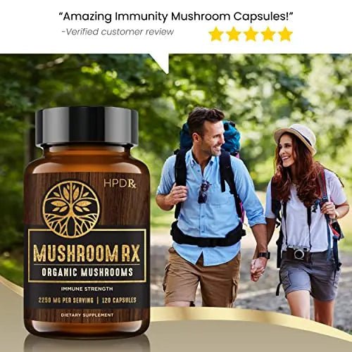 HPD Rx Mushroom Rx Organic Mushroom Extract Blend Max Immunity Dose, Lion’s Mane - TrustMedUSA