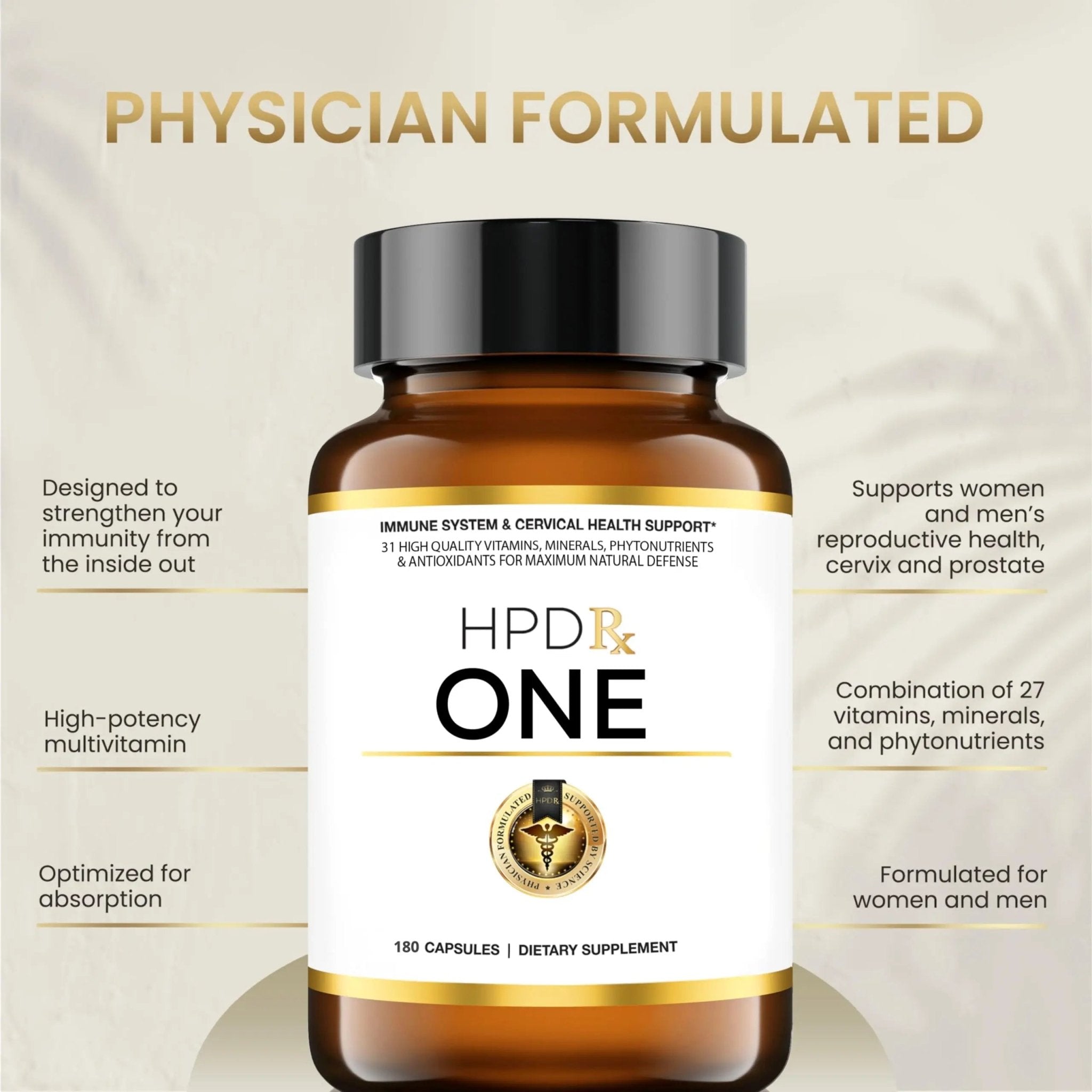 HPD Rx ONE Immunity Boost Multivitamin | HPV Supplements for Women and Men, 2 Pack - TrustMedUSA