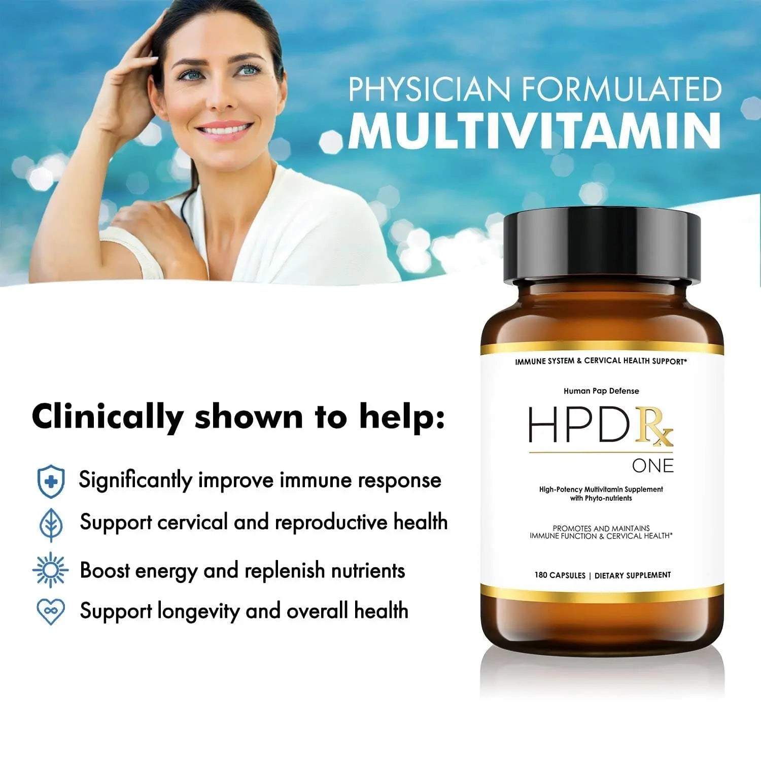 HPD Rx ONE Immunity Boost Multivitamin | HPV Supplements for Women and Men, 2 Pack - TrustMedUSA