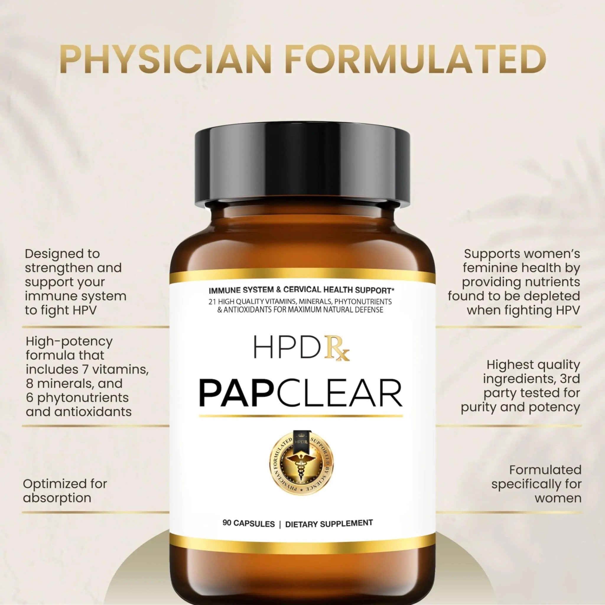 HPD Rx PAPCLEAR Physician Formulated | All Natural HPV Immune Support Supplement - TrustMedUSA