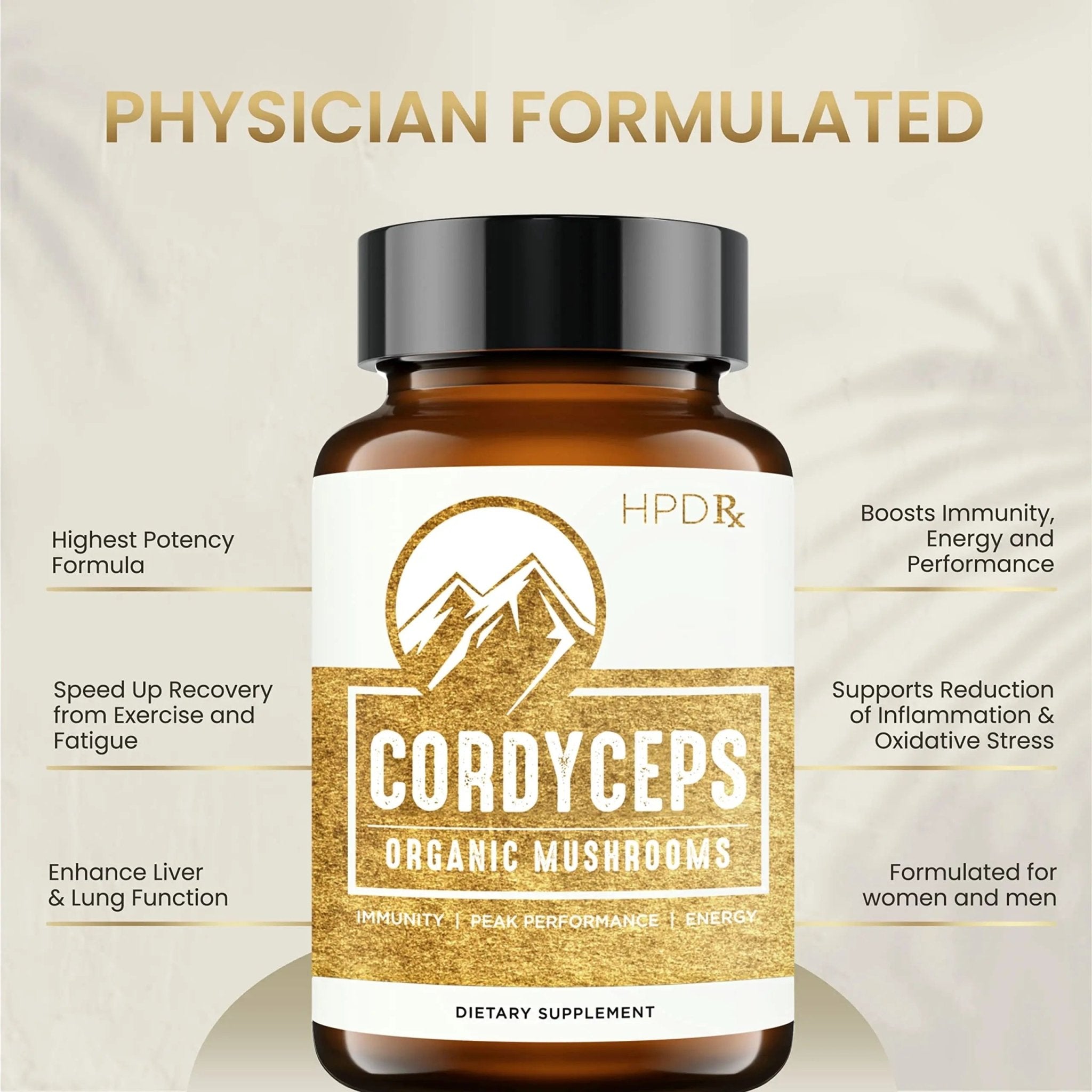 HPD Rx Premium Organic Cordyceps Mushroom Extract Performance , Pack of 2 - TrustMedUSA
