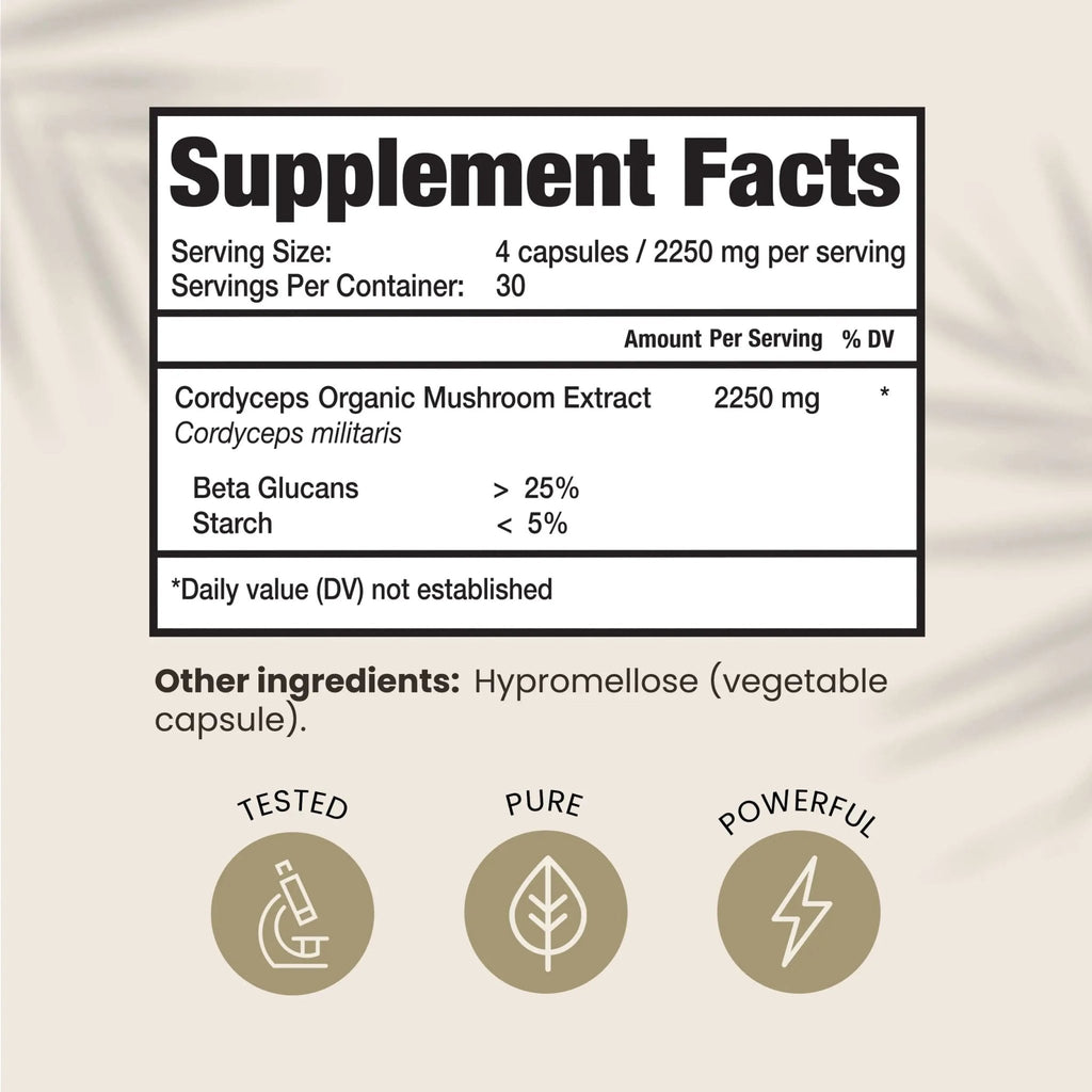 HPD Rx Premium Organic Cordyceps Mushroom Extract Performance Supplement - TrustMedUSA