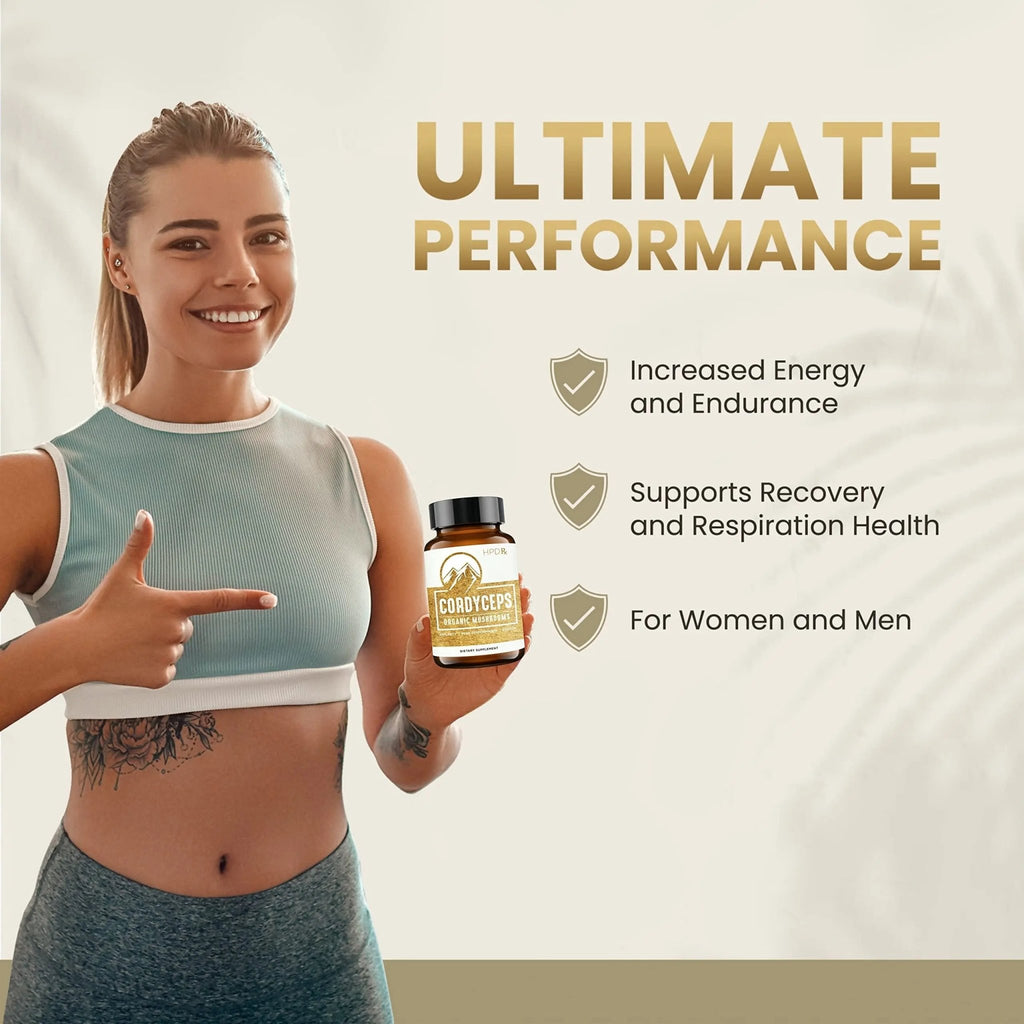HPD Rx Premium Organic Cordyceps Mushroom Extract Performance Supplement - TrustMedUSA