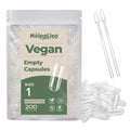 HPMC Empty Capsules Size 1-200 Clear Count Pill Capsules Empty - Plant-Based Cellulose | Vegetarian, Halal, Non-GMO | for DIY Supplement & Herbal Filling - TrustMedUSA