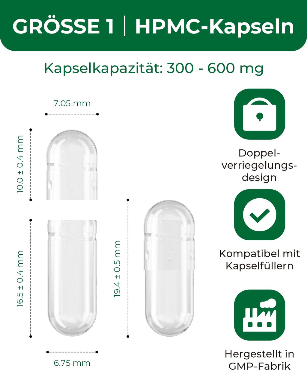 HPMC Empty Capsules Size 1-200 Clear Count Pill Capsules Empty - Plant-Based Cellulose | Vegetarian, Halal, Non-GMO | for DIY Supplement & Herbal Filling - TrustMedUSA