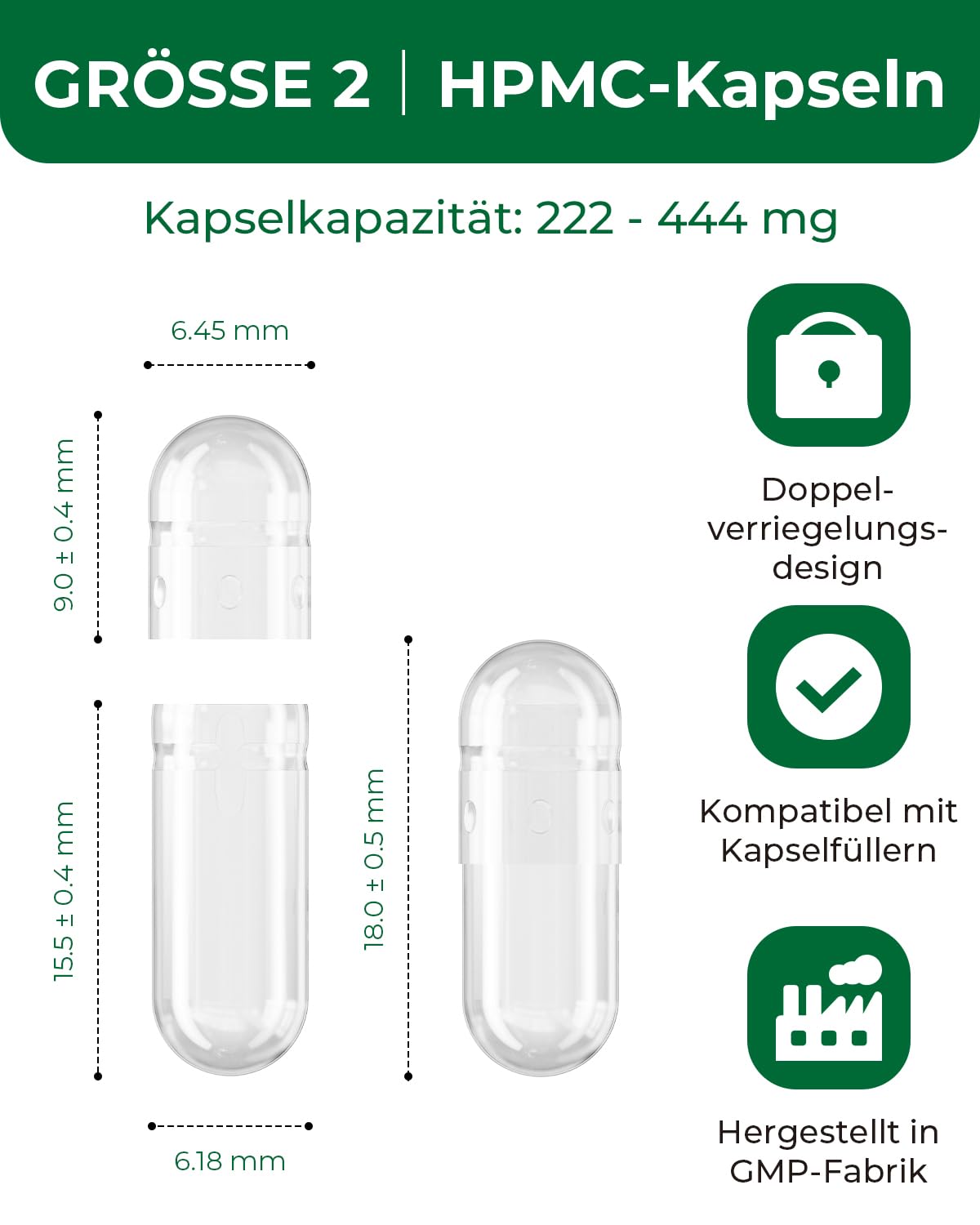 HPMC Empty Capsules Size 2-200 Clear Count Pill Capsules Empty - Plant-Based Cellulose | Vegetarian, Halal, Non-GMO | for DIY Supplement & Herbal Filling - TrustMedUSA