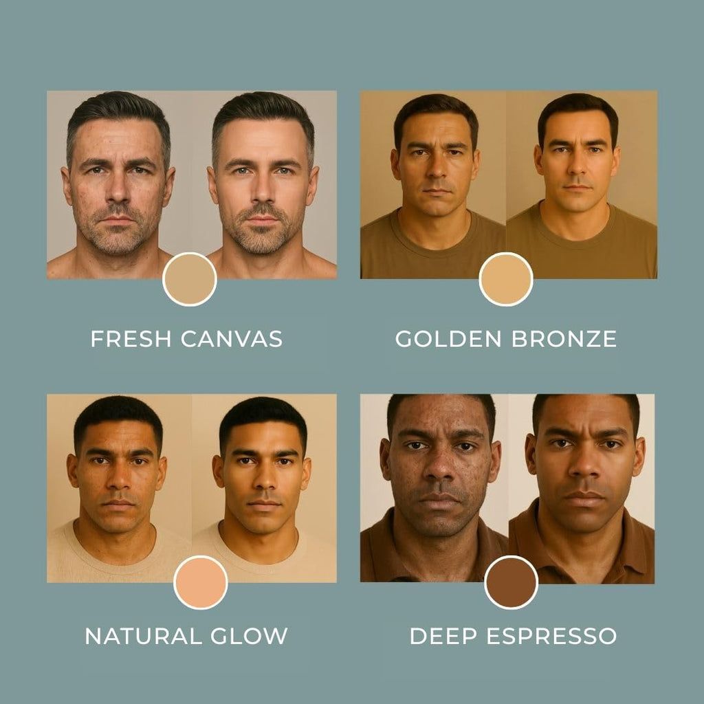 Hues for Him Foundation for Men – Full-Coverage, Lightweight & Hydrating Fit | Natural Coverage | Oil Control & Perfect Fit for Men’s Faces | Available in 4 Shades | Fresh Canvas, .67oz - TrustMedUSA