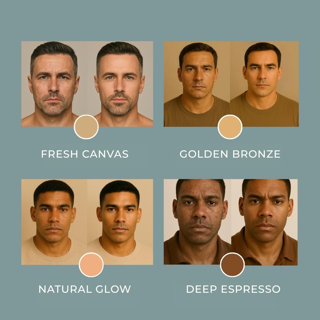Hues for Him Foundation for Men – Full-Coverage, Lightweight & Hydrating Fit | Natural Coverage | Oil Control & Perfect Fit for Men’s Faces | Available in 4 Shades | Fresh Canvas, .67oz - TrustMedUSA