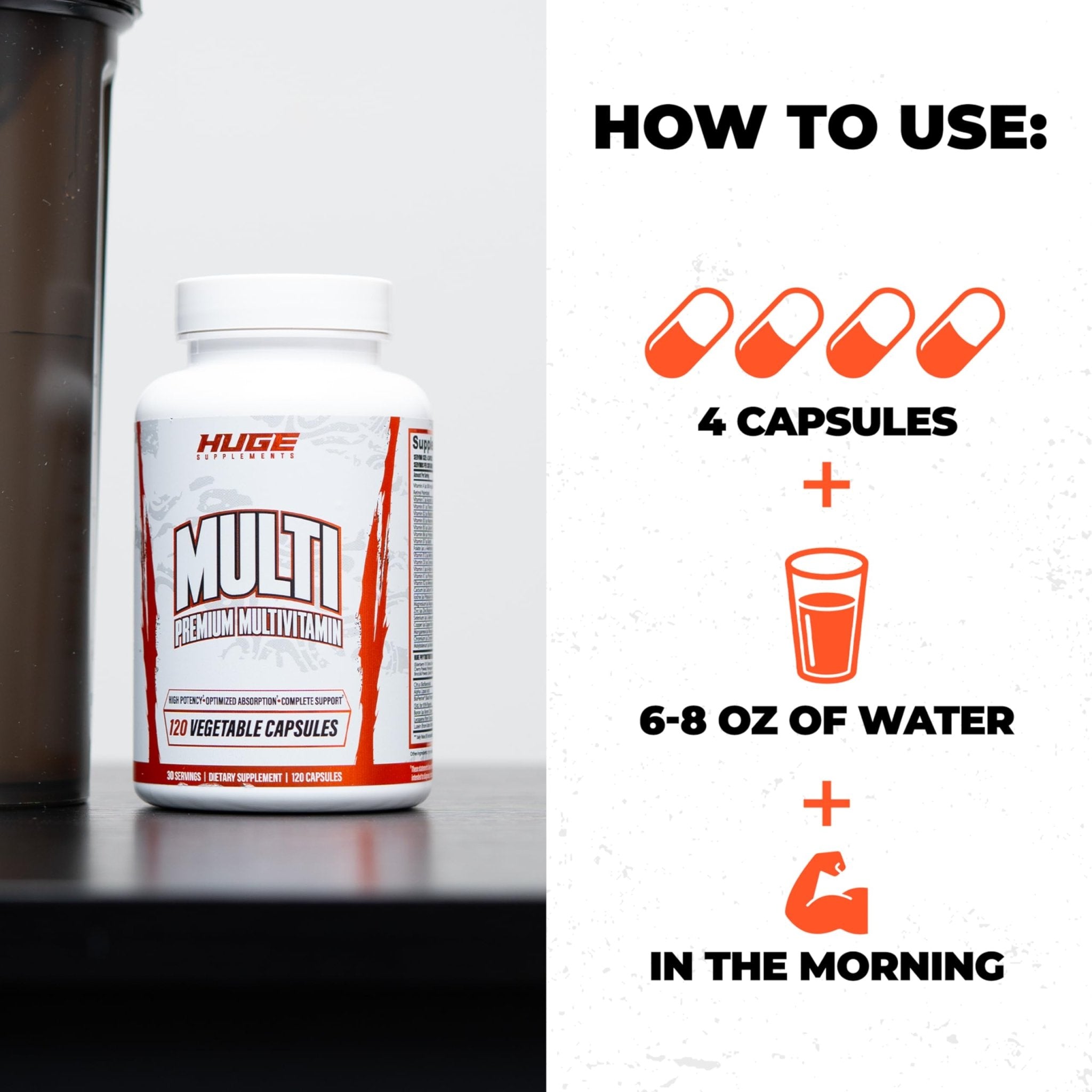 Huge Multi, Multivitamin for Men, High-Performance All-in-One Formula for Athletes & Bodybuilding, Vitamin & Mineral Replenishment, Supports Immune System & Healthy Hormone Levels (120 Capsules) - Maple Wellness Supplements
