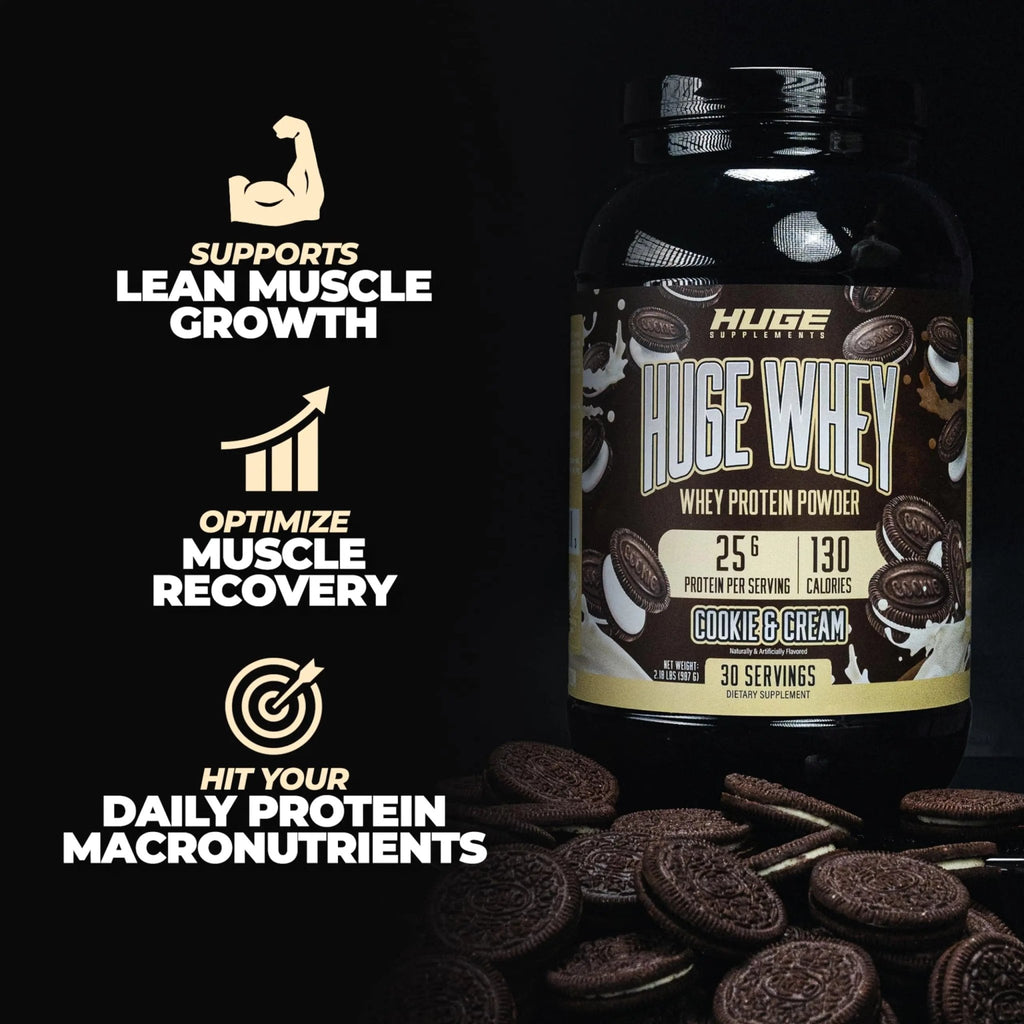 Huge Supplements Whey Protein Concentrate Powder, 25g Protein Per Serving, 5g BCAA - TrustMedUSA