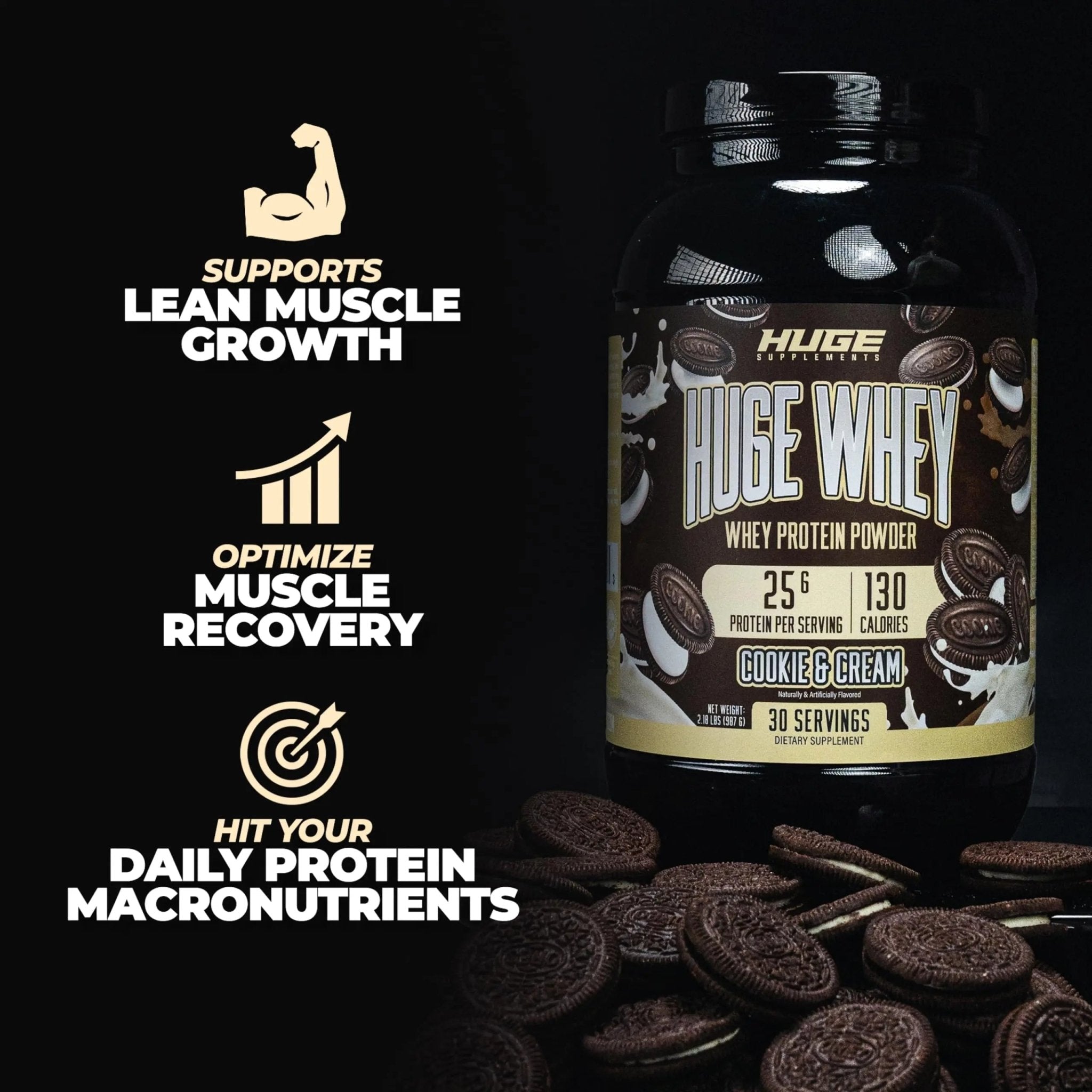 Huge Supplements Whey Protein Concentrate Powder, 25g Protein Per Serving, 5g BCAA - TrustMedUSA