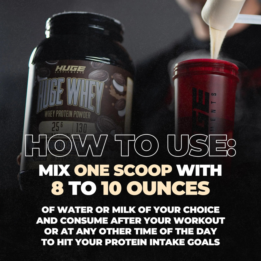 Huge Supplements Whey Protein Concentrate Powder, 25g Protein Per Serving, 5g BCAA - TrustMedUSA