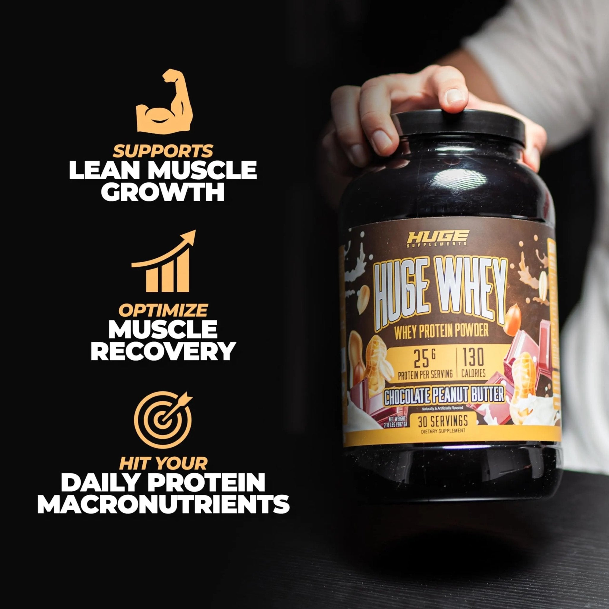 Huge Supplements Whey Protein Concentrate Powder - 25g Protein Per Serving - TrustMedUSA