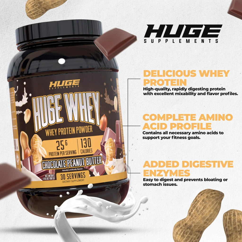 Huge Supplements Whey Protein Concentrate Powder - 25g Protein Per Serving - TrustMedUSA