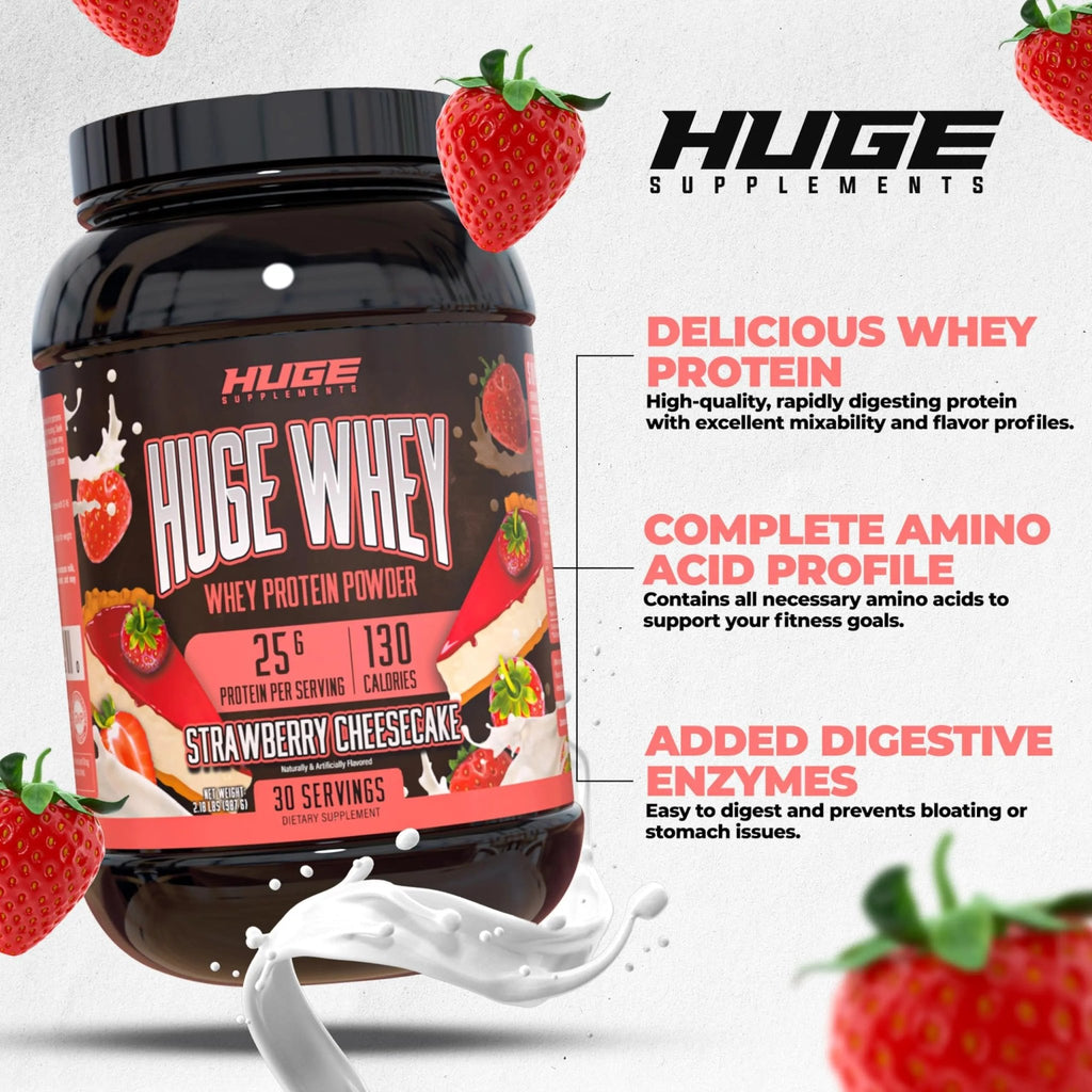 Huge Supplements, Whey Protein Concentrate Powder, Clinically Dosed Formula, 25g - TrustMedUSA