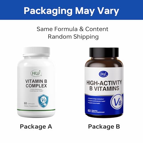 HUJ High-Activity B Vitamins - Supports Normal Energy Metabolism & Nerve System Health - Supplement with 8 B Vitamins, Inositol and D-Chiro Inositol - 60 Capsules. - TrustMedUSA