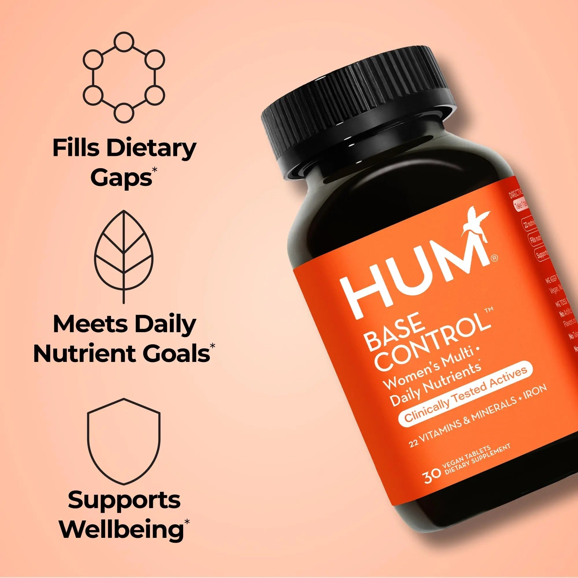 HUM Base Control Multivitamin for Women with Vitamin C, Iron, Biotin, Zinc, B Complex, Daily Women's Multivitamin, 22 Essential Vitamins & Minerals - TrustMedUSA
