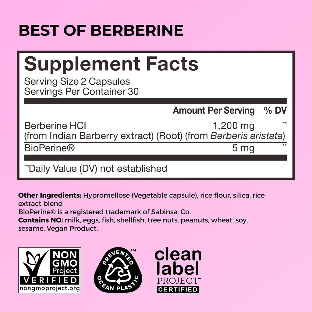HUM Best of Berberine Supplement 1200mg, Pure Potency for Metabolic Wellness, Gut Health, Pure Berberine Supplements Enhanced - TrustMedUSA