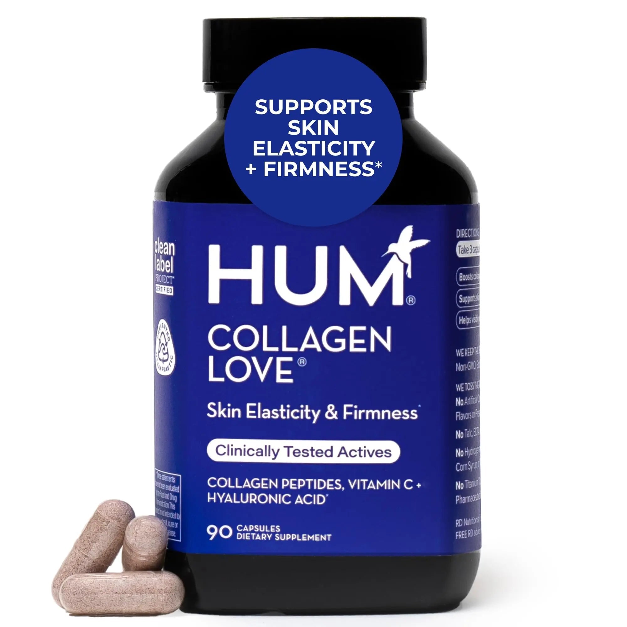 HUM Collagen Love Skin Supplement, Collagen Peptides Capsules with Hyaluronic Acid & Vitamin C, Supports Firm Skin & Helps Minimize Signs of Aging, Supplements - TrustMedUSA