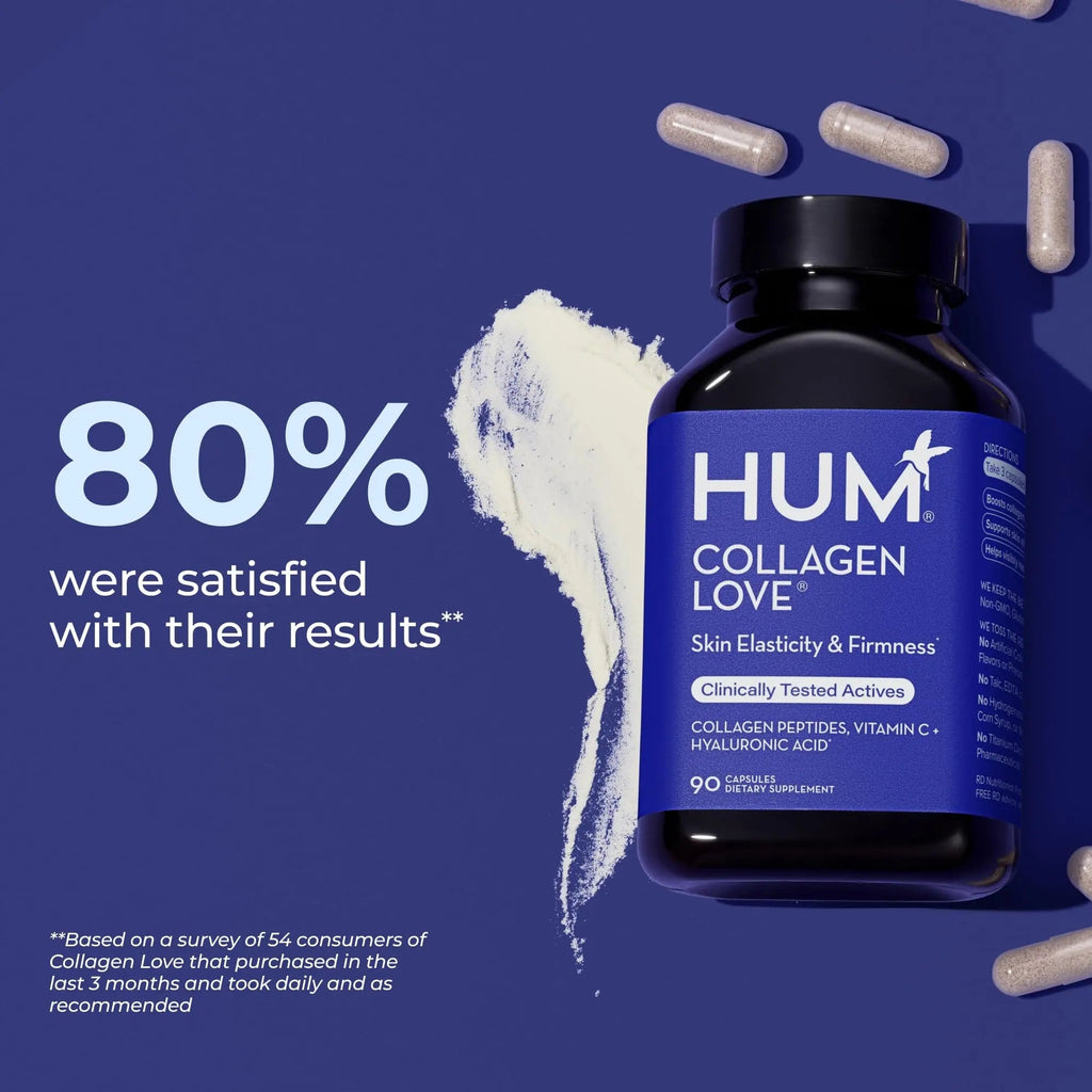 HUM Collagen Love Skin Supplement, Collagen Peptides Capsules with Hyaluronic Acid & Vitamin C, Supports Firm Skin & Helps Minimize Signs of Aging, Supplements - TrustMedUSA