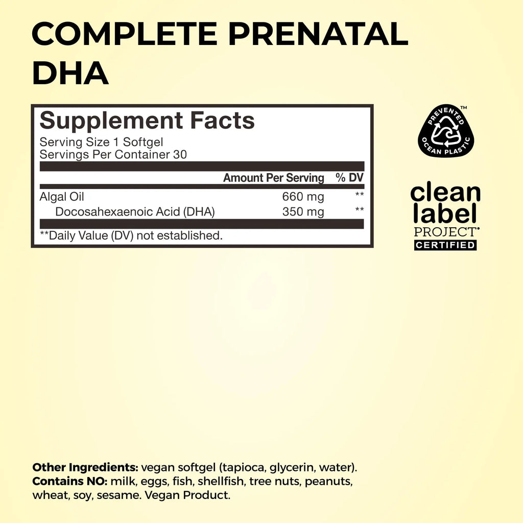 HUM Complete Prenatal Multivitamin for Women with Folate, DHA, and Choline, 23 Nutrients for Daily Support, Gluten Free, Non GMO Supplement for Pre, During, and Post Pregnancy, 30 Vegan Capsules - TrustMedUSA